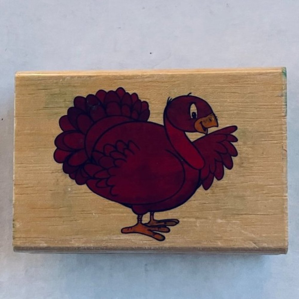 Thanksgiving Turkey‎ Wooden Rubber Stamp Fall Stamping Wood Mount